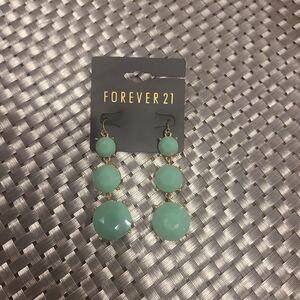 Forever 21 earrings, green & gold